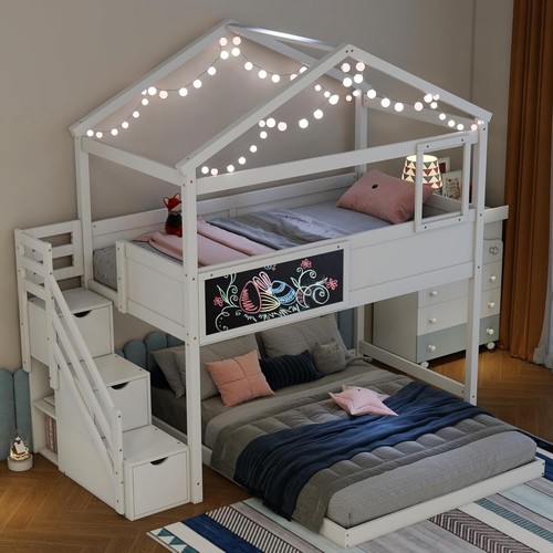 Twin over full house - twin, bed