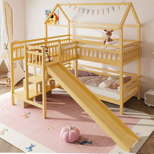 Twin house shaped bunk bed - twin, house-shaped