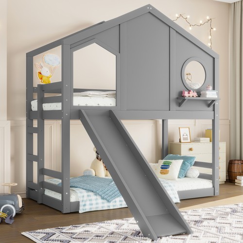 Twin house bunk bed slide - twin,