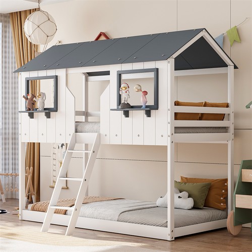 Wood twin over - wood, bunk