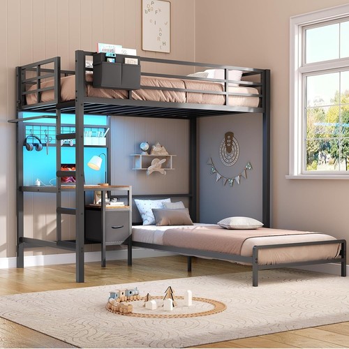 Black bunk bed twin over - black,