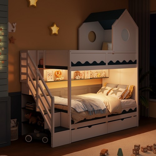 Led twin over bunk - twin,
