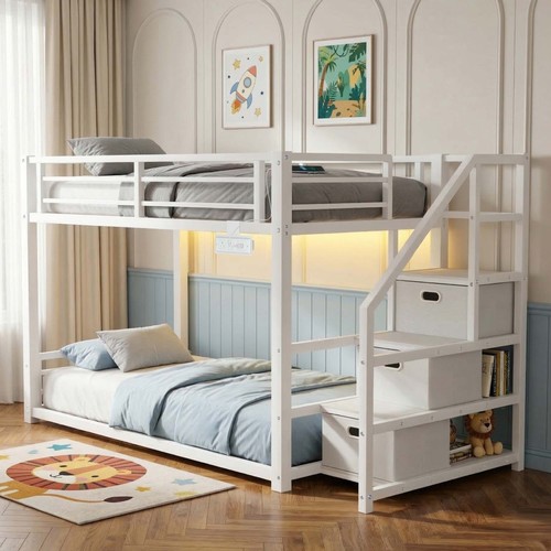 Bunk bed modern white wood - white,