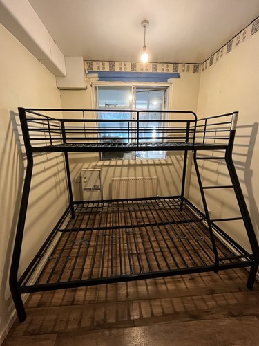 Black metal triple bunk bed - black,