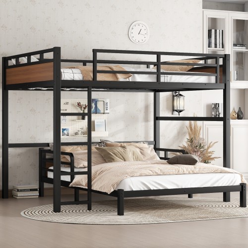Queen over metal bunk - over,