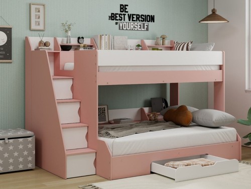 Triple bunk bed with shelves - bed,