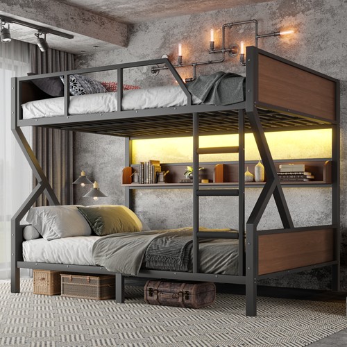 Metal queen over bunk - over,