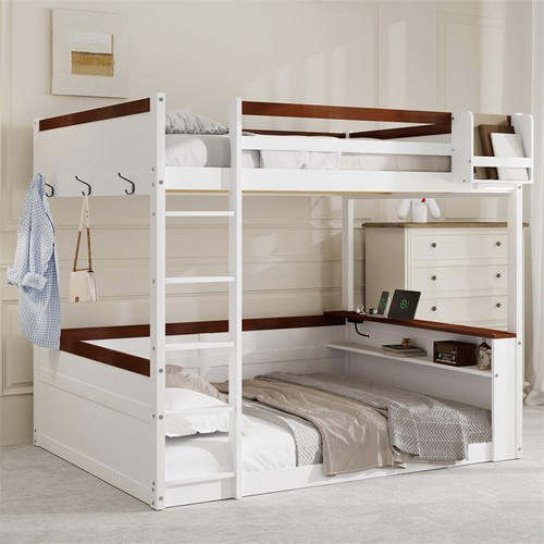 Queen size wooden bunk bed - wooden,