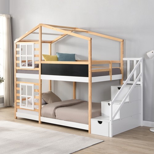 Twin over bunk bed - bed, house